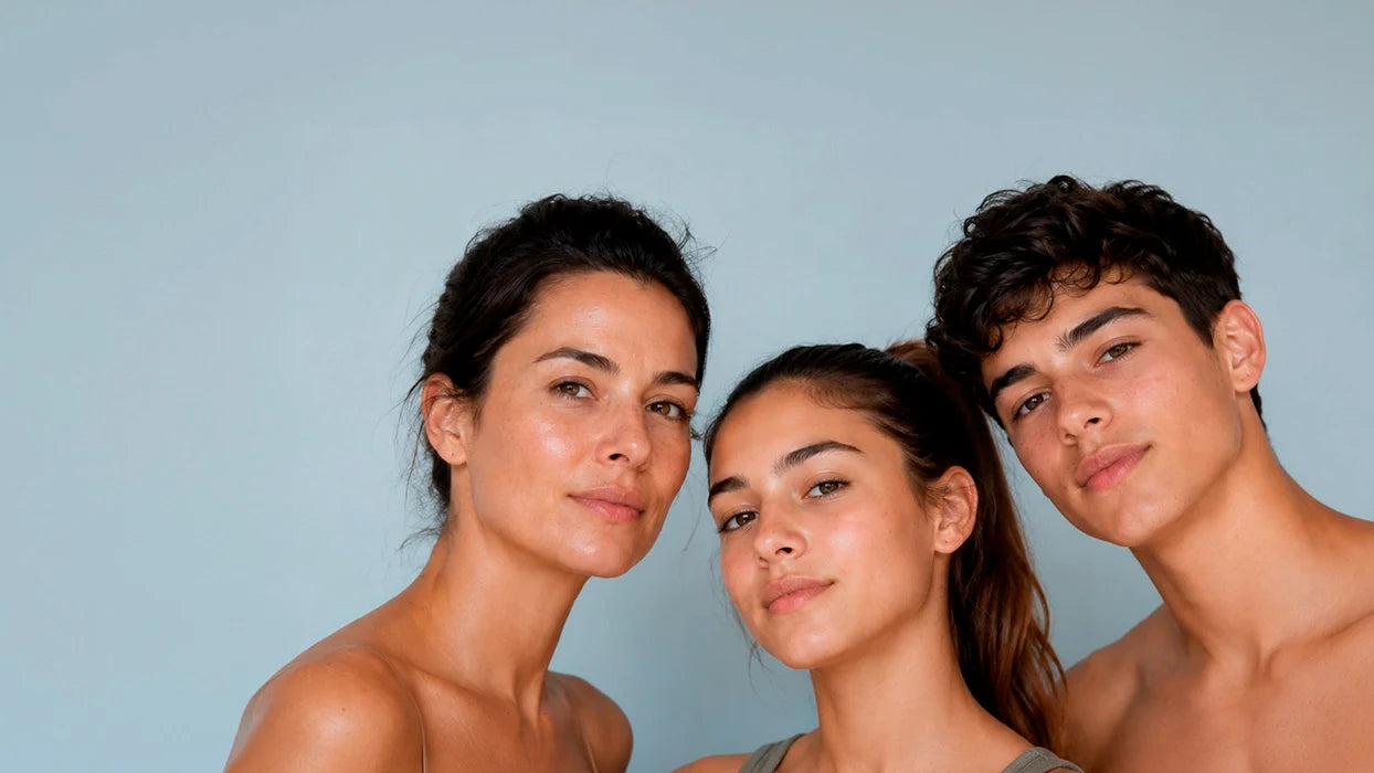 mujer y adolescentes con piel grasa que buscan productos para su cuidado. Fotografía realizada especialmente para la web de FARMA DORSCH