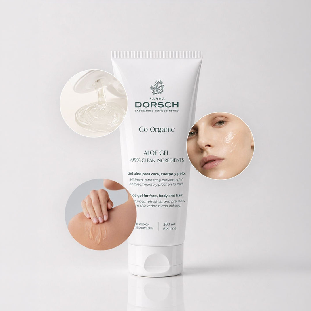 ALOE GEL de FARMA DORSCH dentro de una rutina aftersun, after-shave o para calmar e hidratar la piel