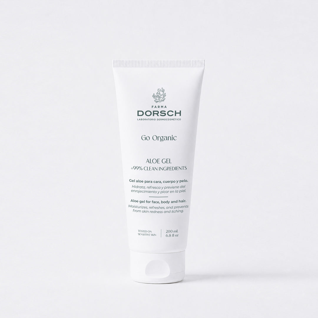 ALOE GEL de FARMA DORSCH, gel de aloe vera calmante para hidratar, refrescar y aliviar la piel sensible.