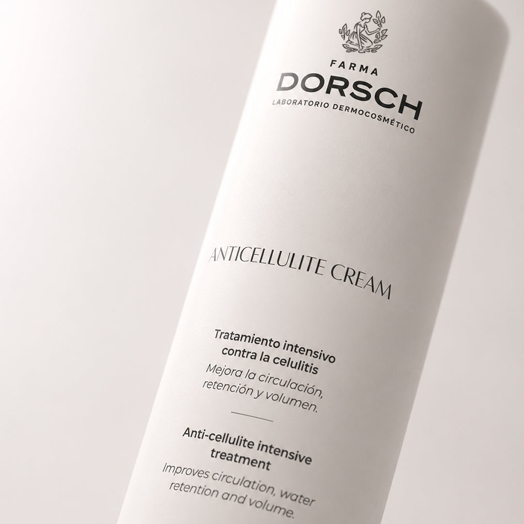 Envase de ANTICELLULITE CREAM de FARMA DORSCH, tratamiento corporal para cuidar la firmeza y textura de la piel.
