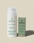 dos productos de FARMA DORSCH, el cubrecanas color rubio y el antifrizz de FARMA DORSCH