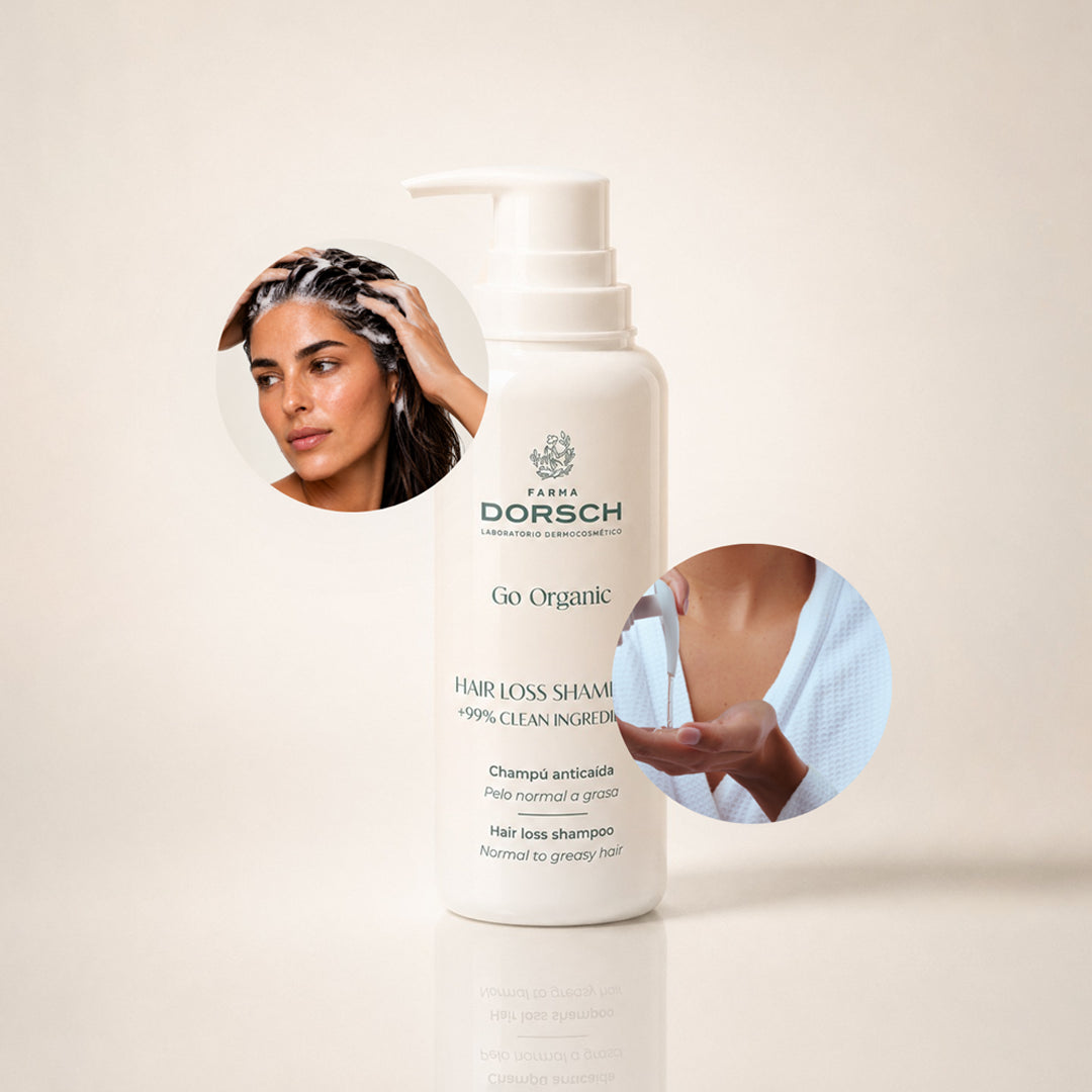 HAIR LOSS SHAMPOO de FARMA DORSCH, champú anticaída para cabello debilitado y cuero cabelludo sensible.