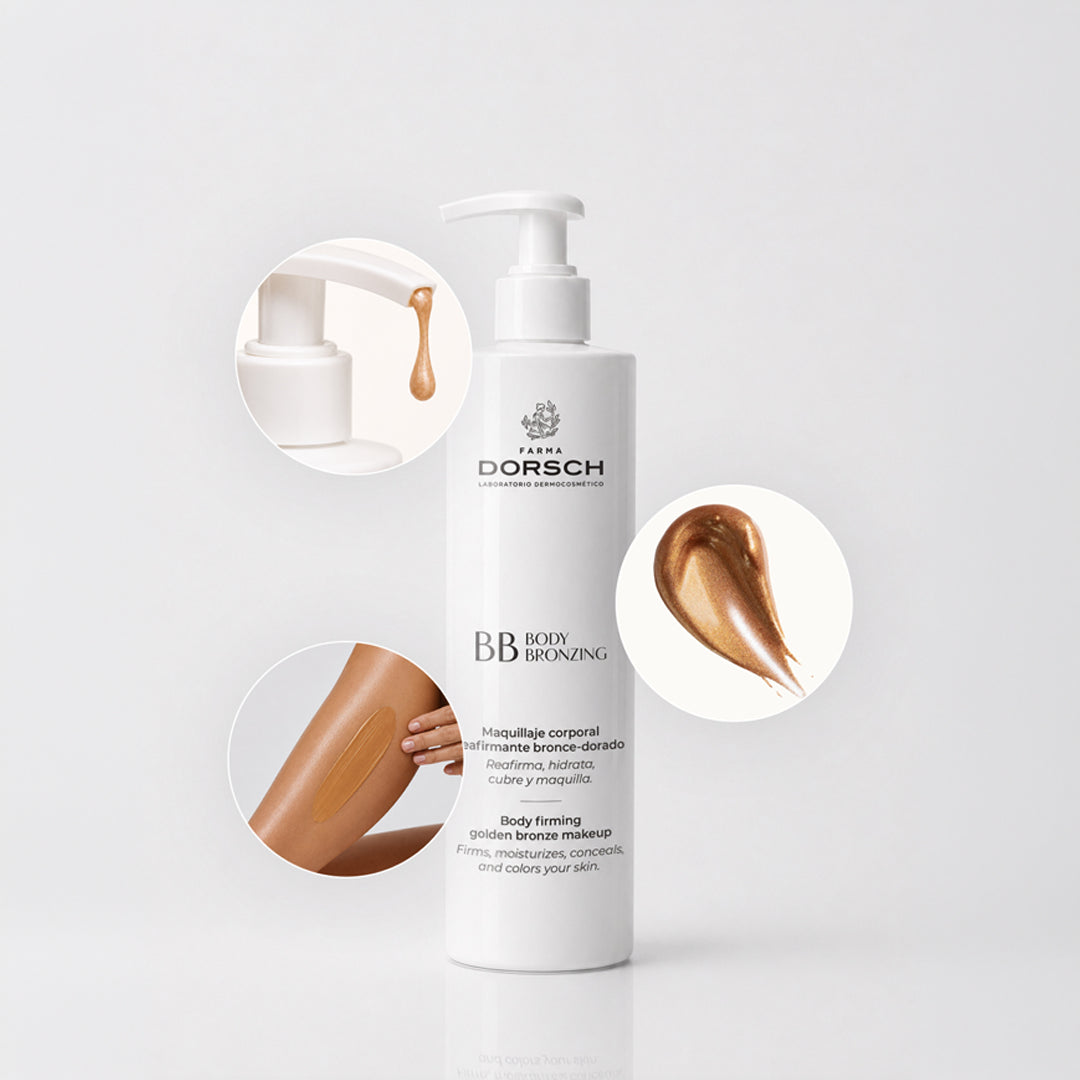 BODY BRONZING de FARMA DORSCH dentro de una rutina corporal de verano para lucir una piel dorada y luminosa.