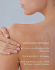 Beneficios de Sensitive Lotion de Farma Dorsch: hidratación profunda, acelera la regeneración celular, evita rojeces y escamas, y atenúa los efectos de láser, peeling y radioterapia.