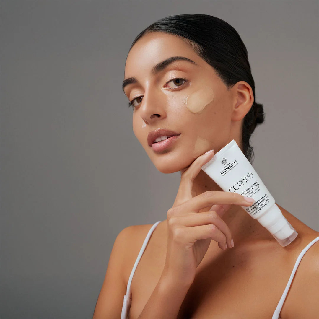 CC CREAM hidratante con color y SPF 50 de FARMA DORSCH; unifica el tono, hidrata, protege del sol y aporta luminosidad natural