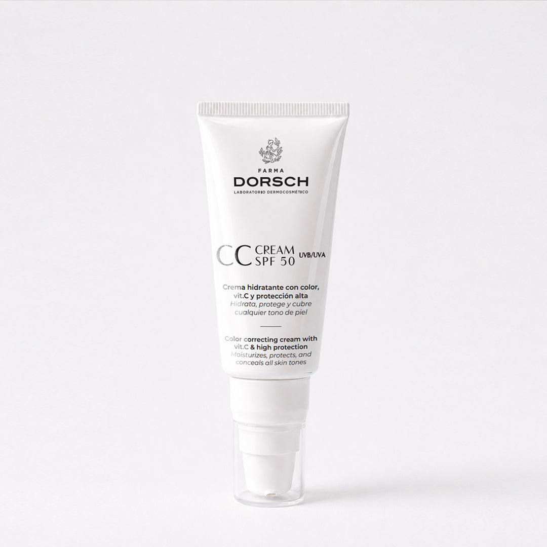 CC Cream SPF50 de FARMA DORSCH con vitamina C y protección frente a UVA, UVB y luz azul.