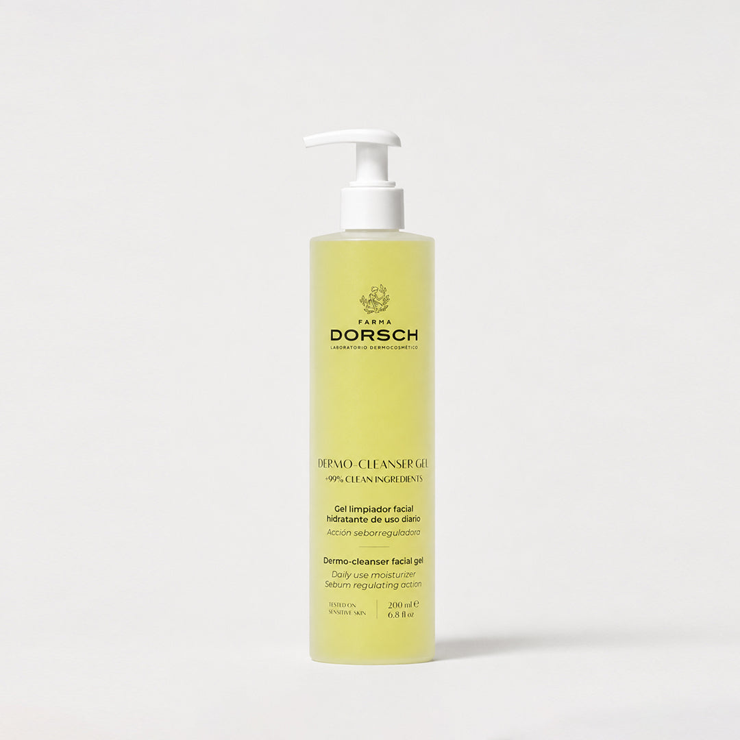 DERMO CLEANSER de FARMA DORSCH, limpiador facial seborregulador para limpiar, equilibrar y cuidar la piel sensible.