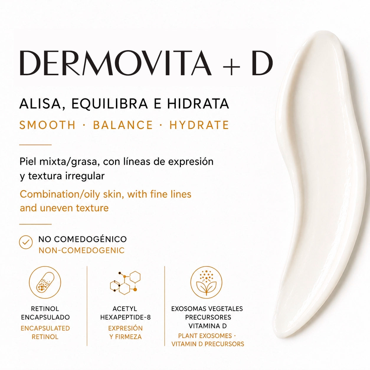 DERMOVITA + D  de FARMA DORSCH, crema hidratante facial con retinol, hexapétalos, exosomas pro vitamina D y no comedogénica. Alisa, equilibra e hidrata la piel
