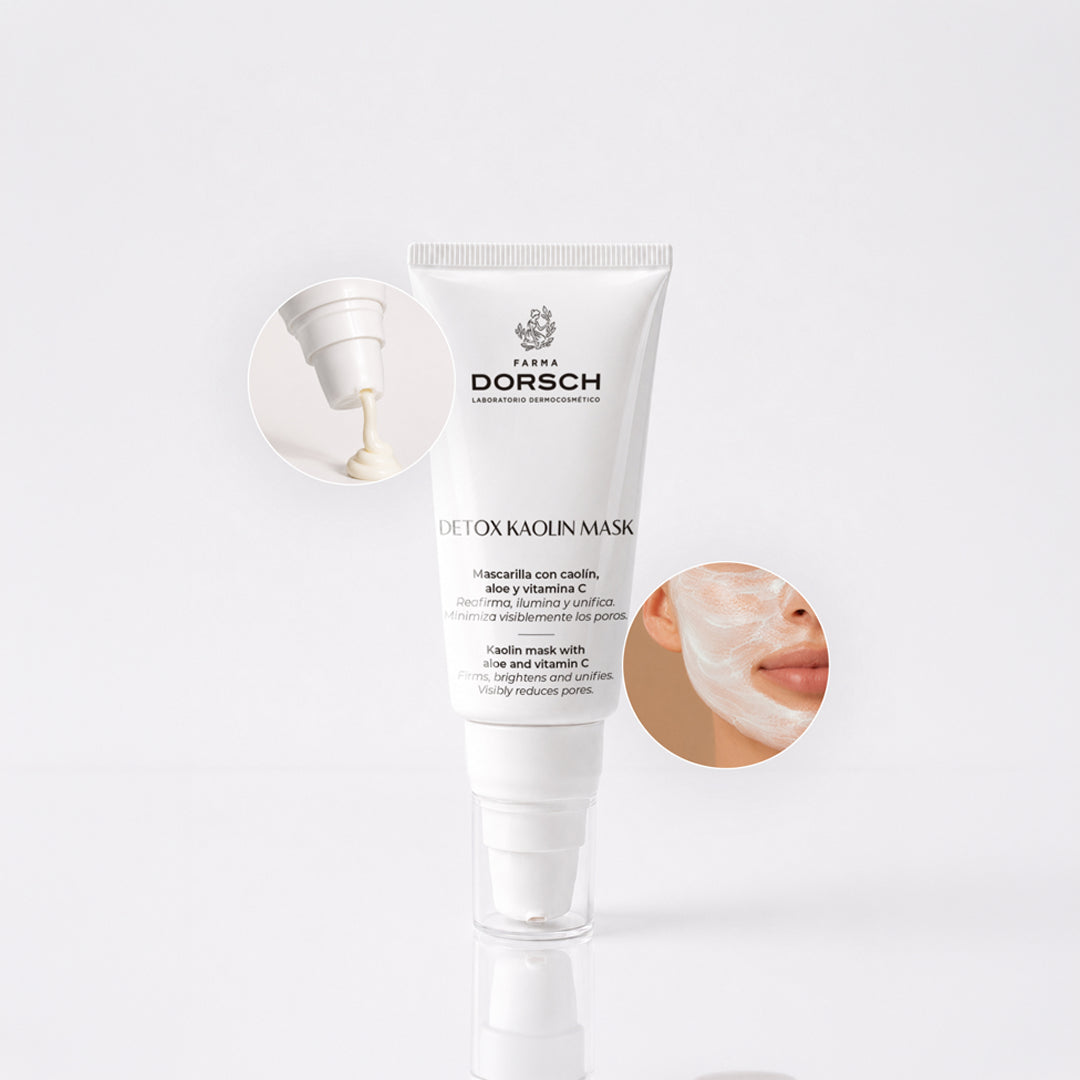 DETOX KAOLIN MASK de FARMA DORSCH dentro de una rutina facial detox para poros, impurezas y exceso de sebo.