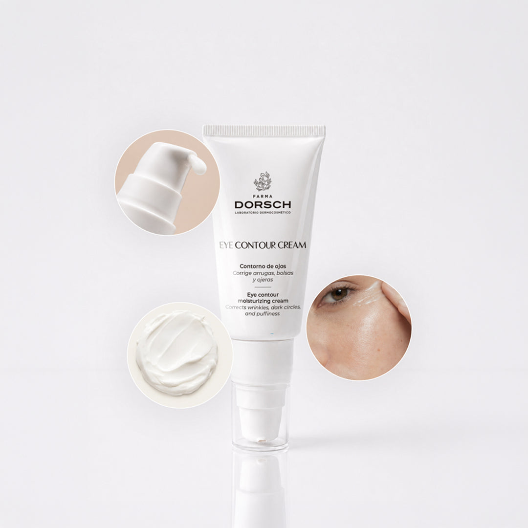 EYE CONTOUR CREAM de FARMA DORSCH dentro de una rutina facial para hidratar, suavizar y cuidar la mirada.