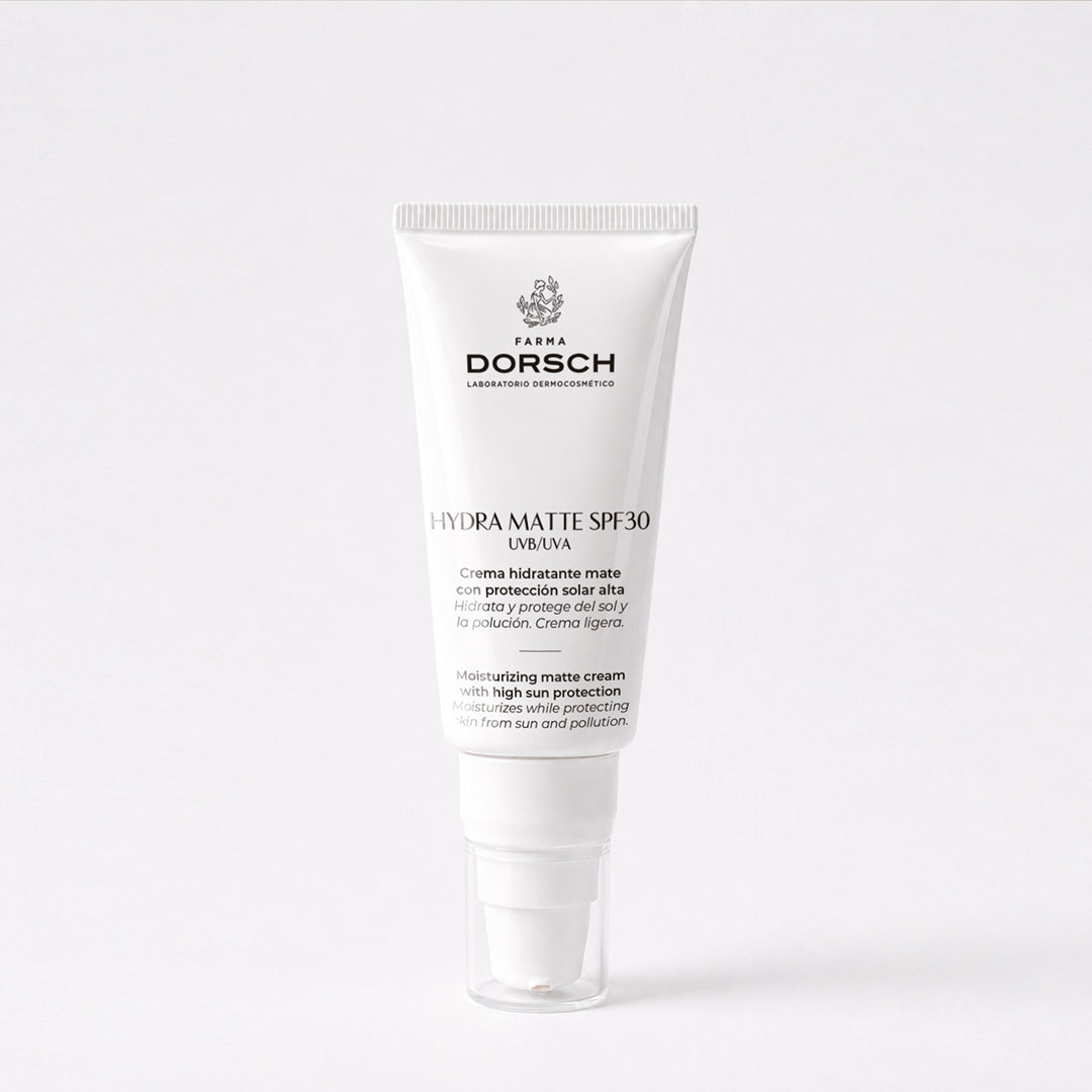 HYDRA MATTE SPF30 de FARMA DORSCH, hidratante oil free para cuidar la piel sin aportar grasa.