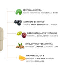 ingredientes Vision Bags and Circles FARMA DORSCH con centella asiática resveratrol zinc y vitaminas para ojeras
