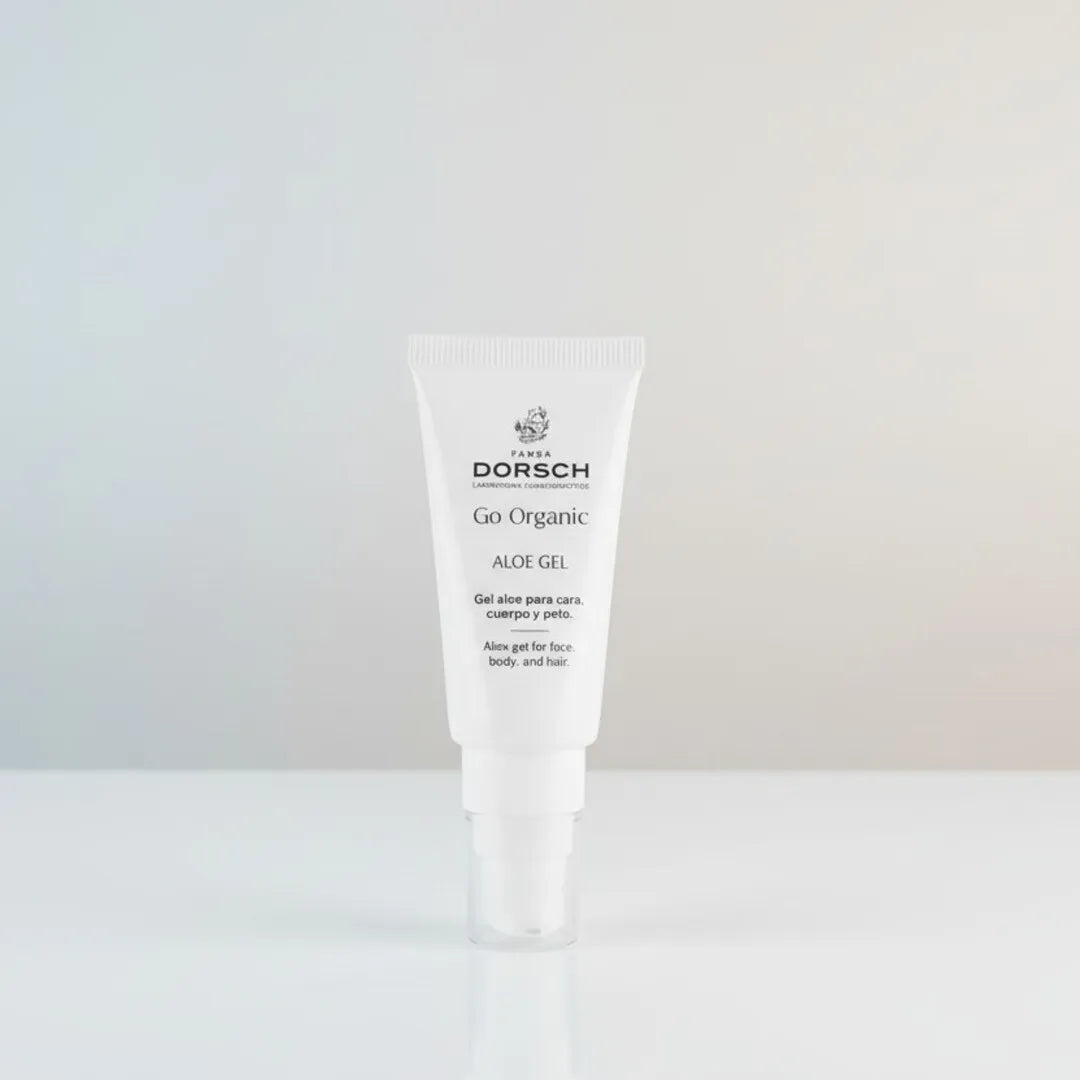 Producto aloe en tamaño mini talla/ formato viaje de FARMA DORSCH sobre un fondo blanco