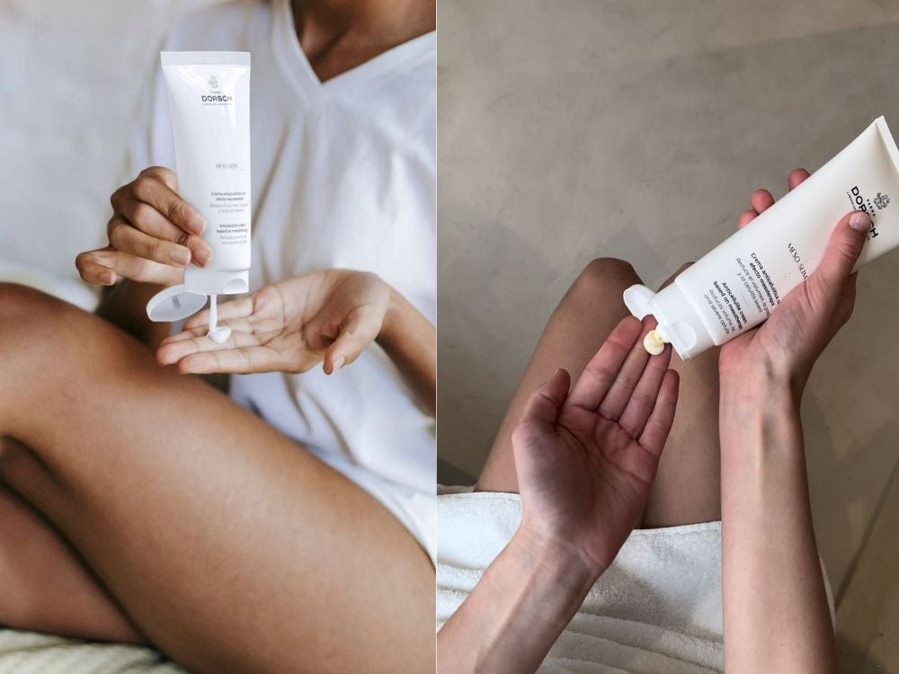 MESO SLIM de FARMA DORSCH, tratamiento corporal remodelante de doble acción (anticelulítica + exfoliación) para celulitis, firmeza y piel de naranja.