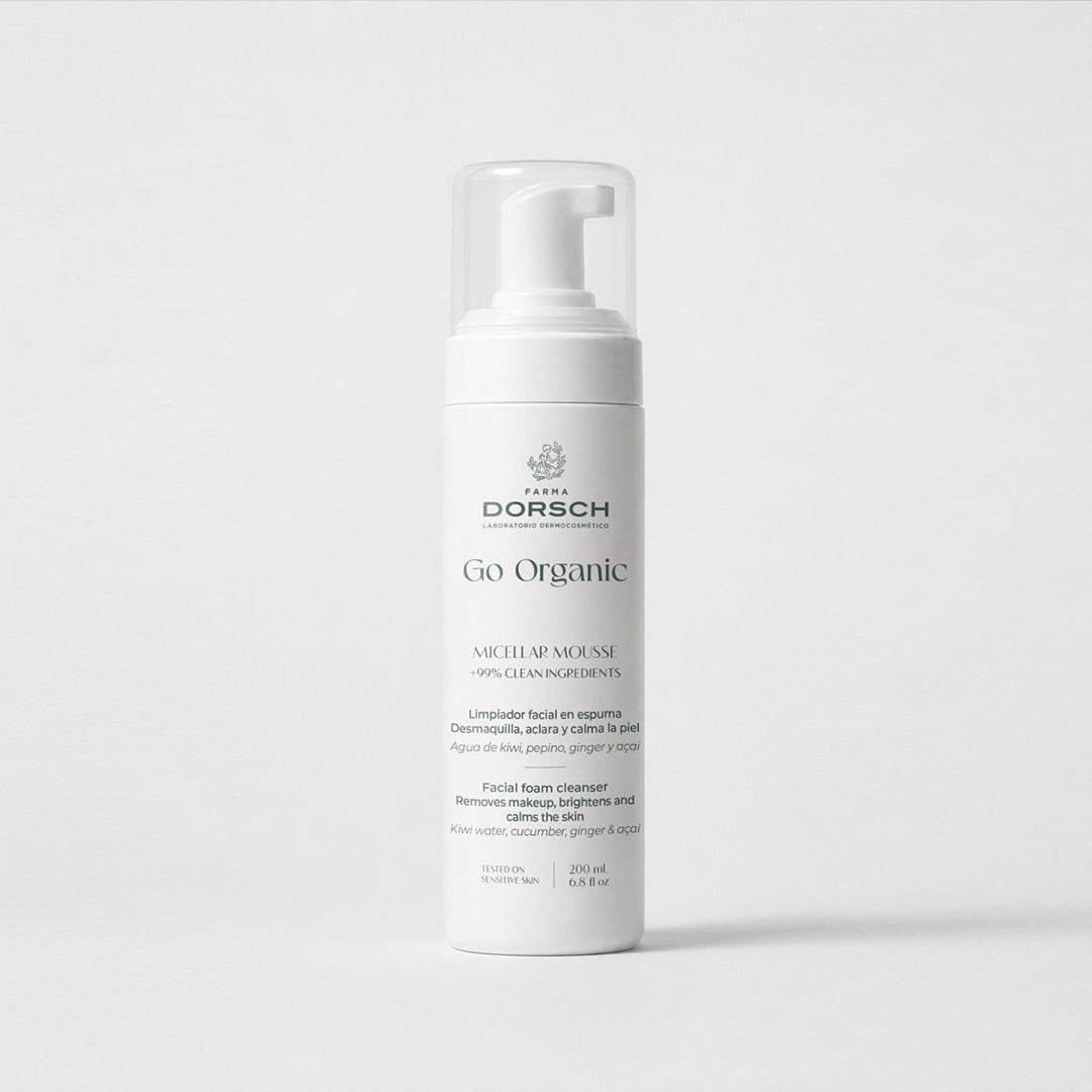 MOUSSE MICELAR de FARMA DORSCH, limpiador facial en espuma para limpiar, desmaquillar y suavizar la piel.