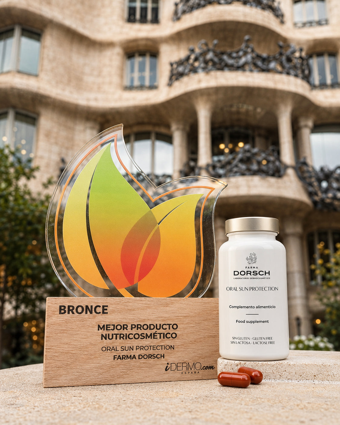 Premio iDermo a Mejor PRoducto Nutricosmético a ORAL SUN PROTECTION, complemento alimenticio para la preparación a la exposición solar