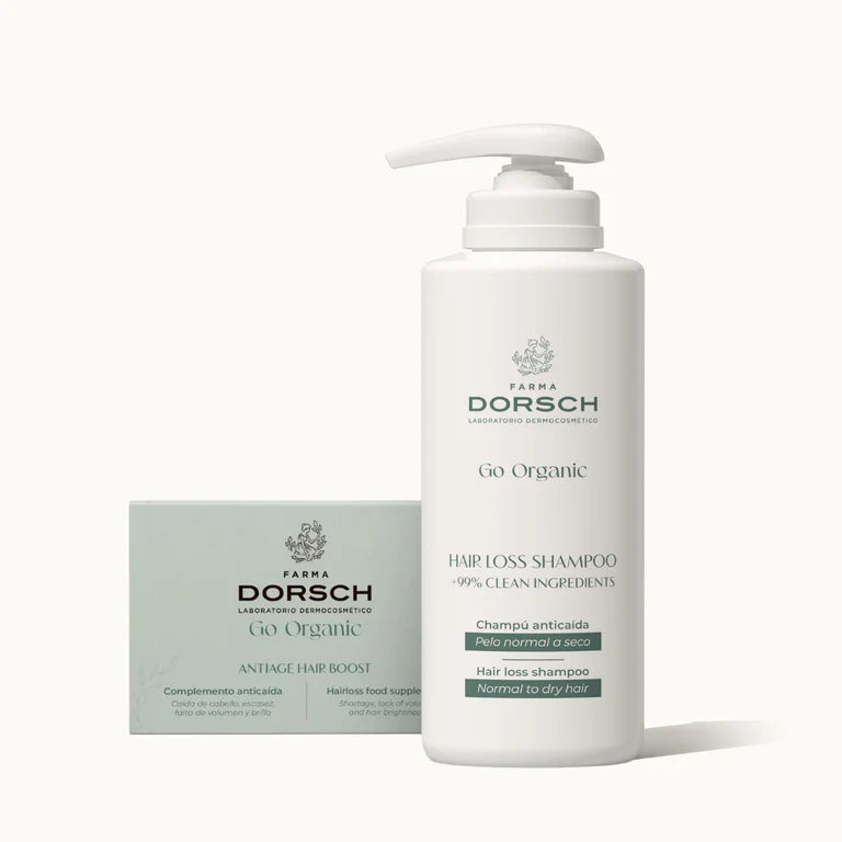 Pack de dos productos de FARMA DORSCH. Antiage Hair Boos y el Champú Hair Loss Shampoo de FARMA DORSCH