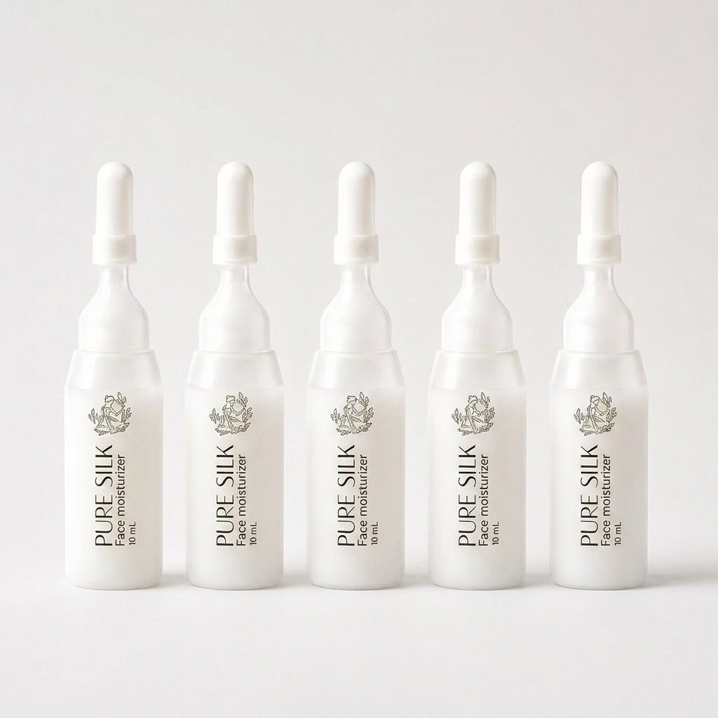 Ampollas PURE SILK de FARMA DORSCH, tratamiento facial en formato viaje para piel seca, apagada o con falta de firmeza.