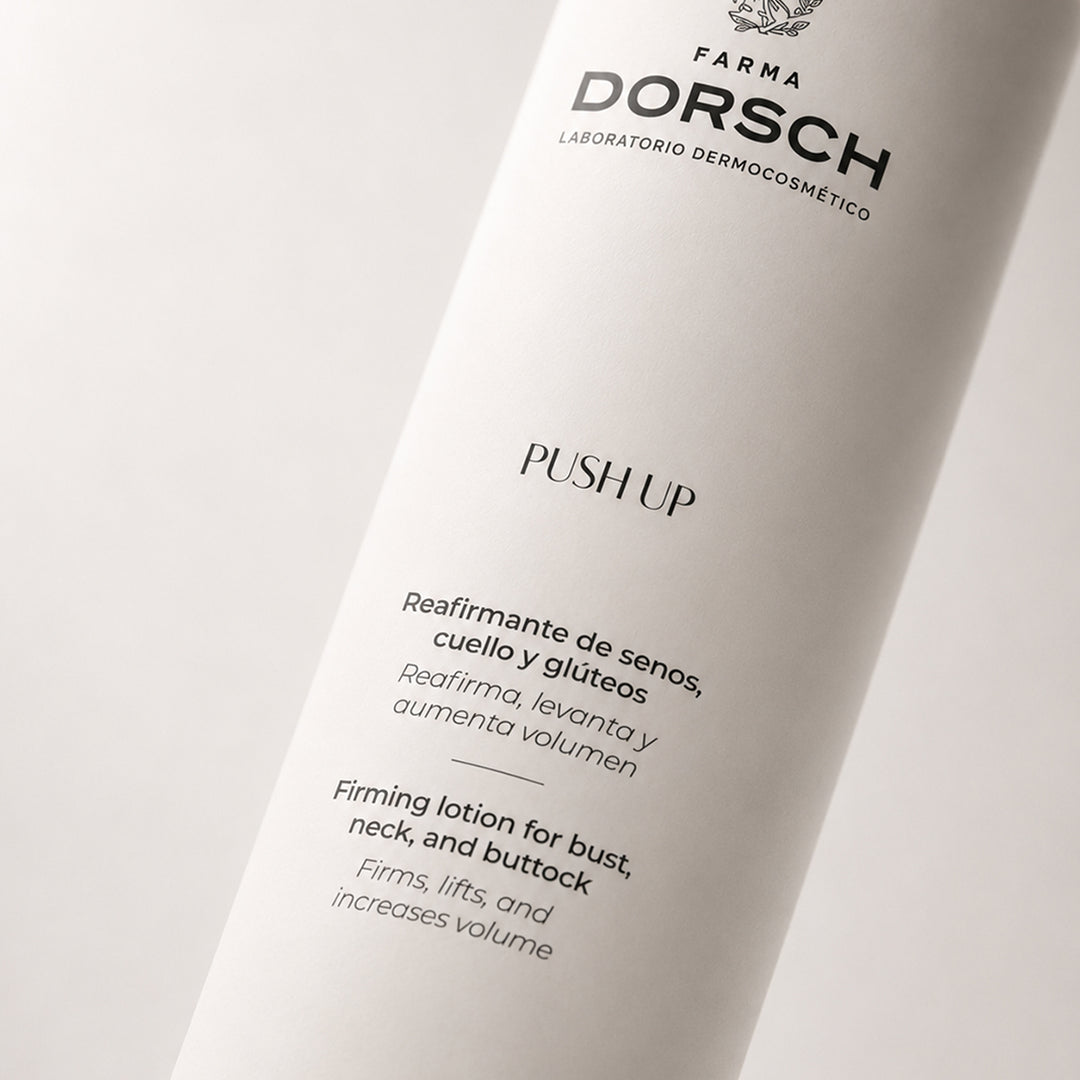 Envase de PUSH UP de FARMA DORSCH, tratamiento corporal reafirmante para senos y glúteos