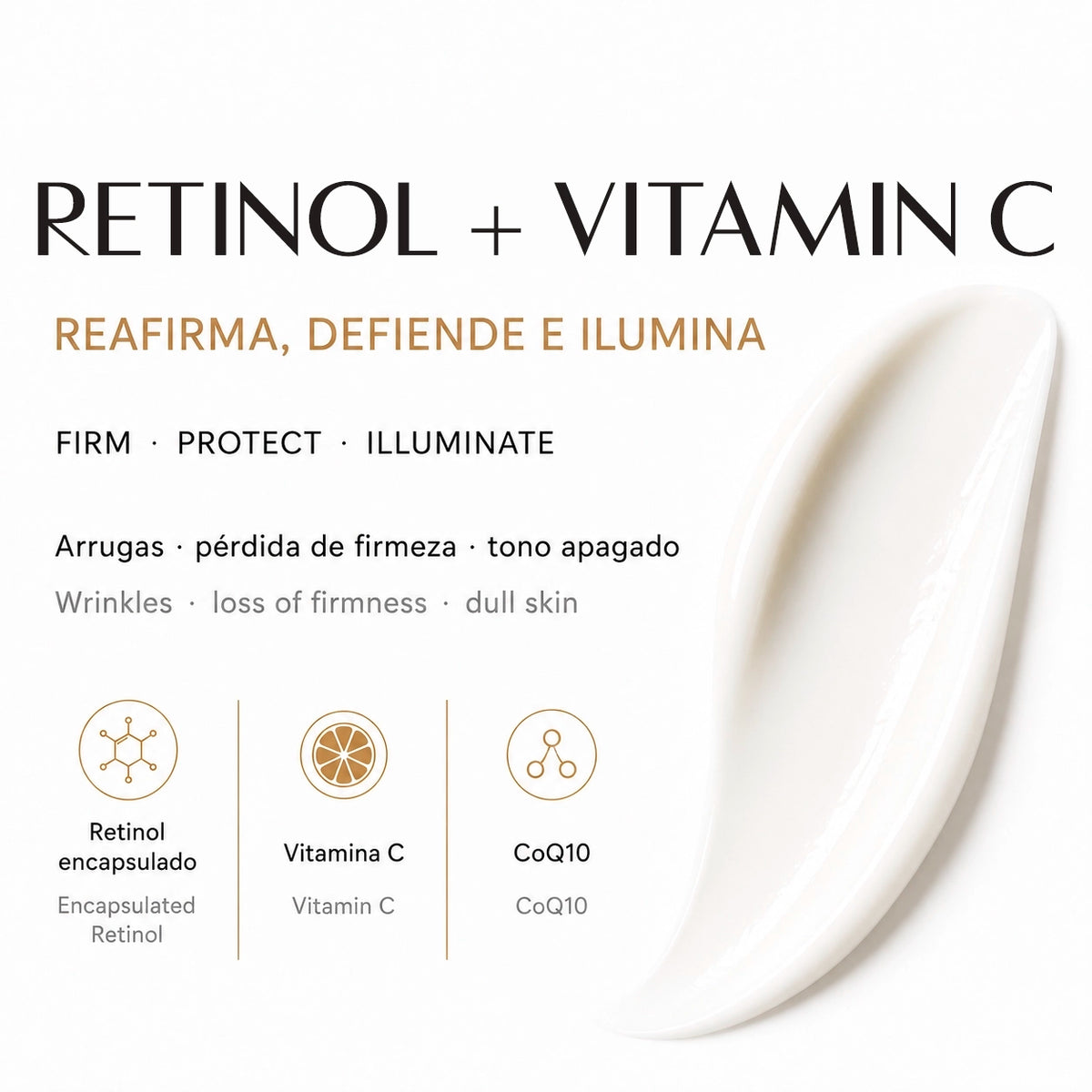 RETINOL + VITAMINA C de FARMA DORSCH, hidratante facial con retinol encapsulado, vitamina c estabilizada y coenzima q10. Reafirma, define e ilumina