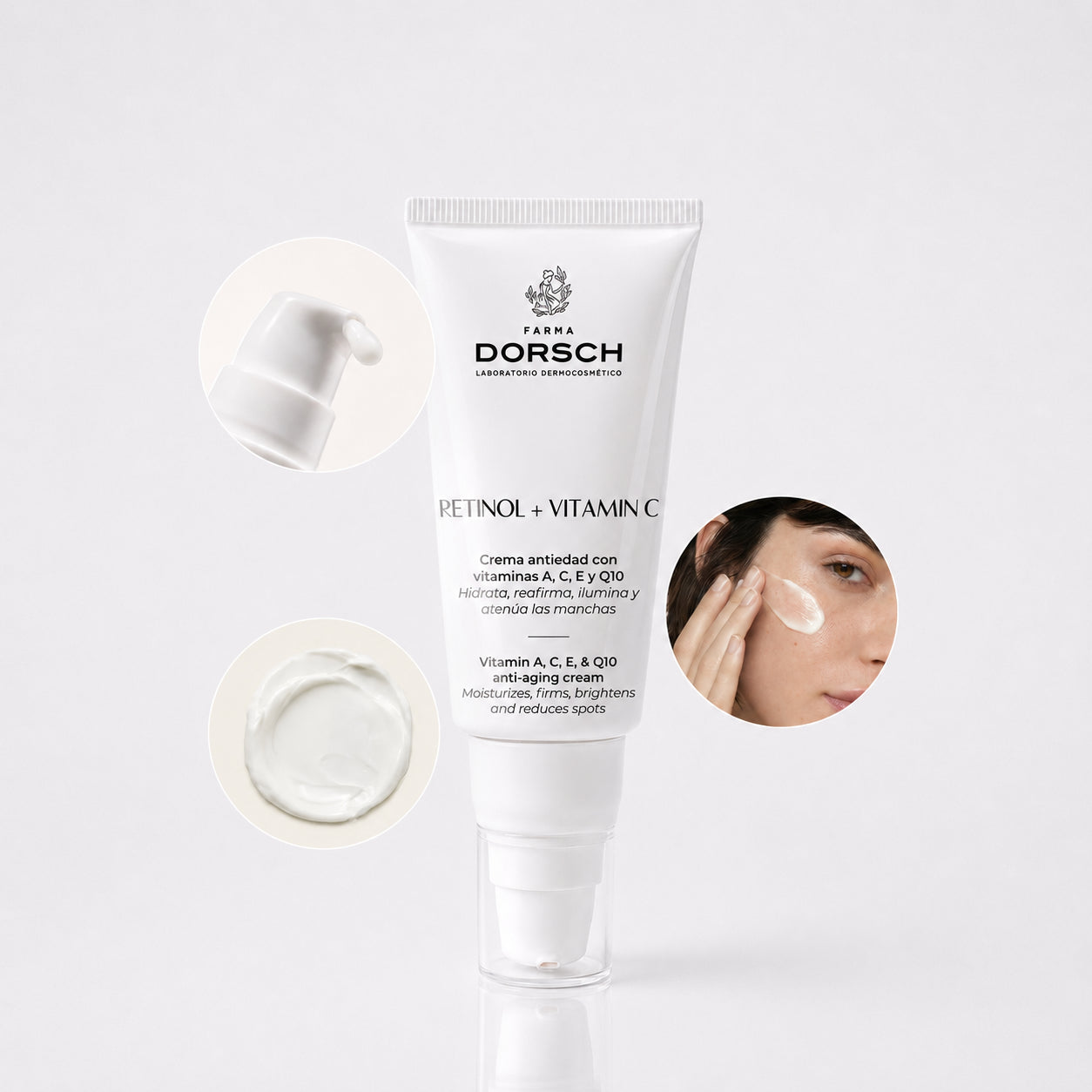 RETINOL + VITAMIN C de FARMA DORSCH dentro de una rutina facial antiedad para arrugas, firmeza y luminosidad.