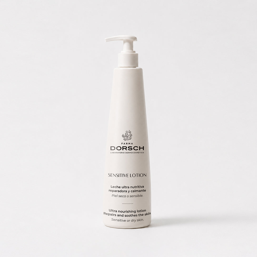 SENSITIVE LOTION de FARMA DORSCH, loción corporal hidratante para calmar, suavizar y cuidar la piel sensible.