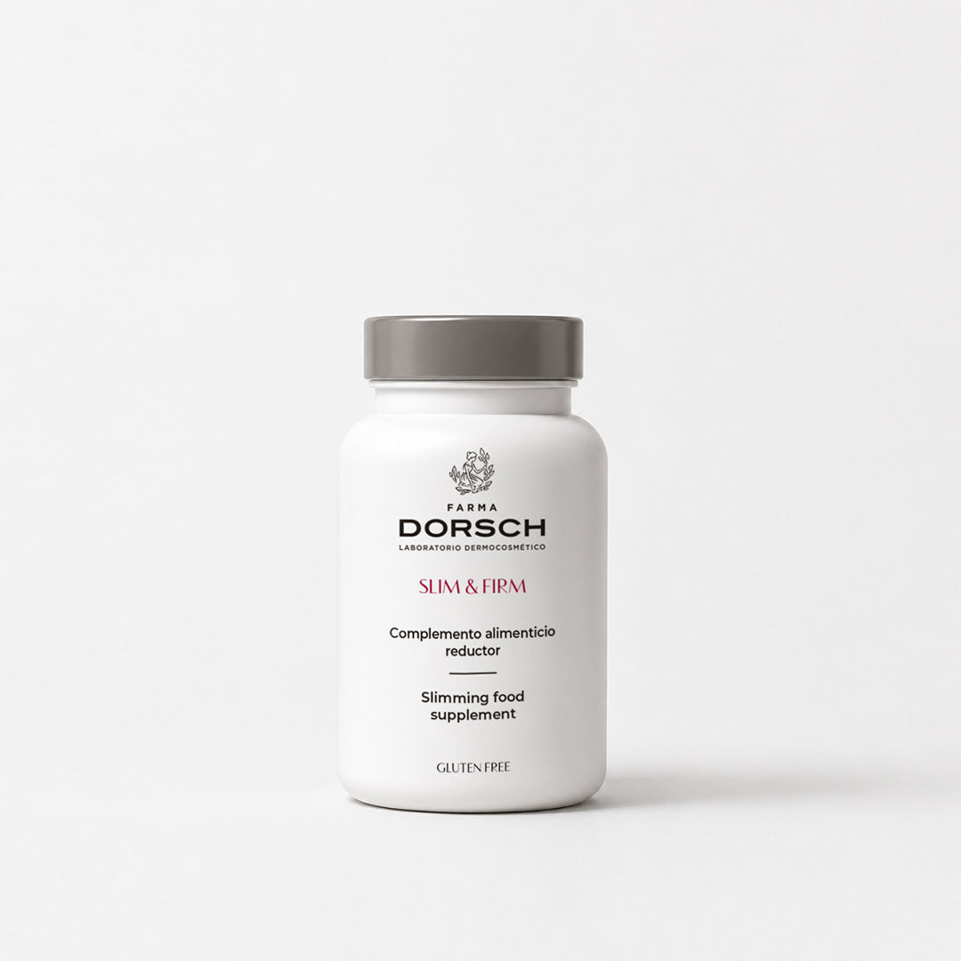 SLIM &amp; FIRM de FARMA DORSCH, complemento alimenticio, fórmula corporal para acompañar una rutina anticelulítica.