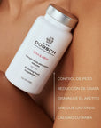 Beneficios del complemento alimenticio Slim & Firm de Farma Dorsch: control de peso, reducción de grasa, disminuye el apetito, favorece el drenaje linfático y mejora la calidad cutánea.