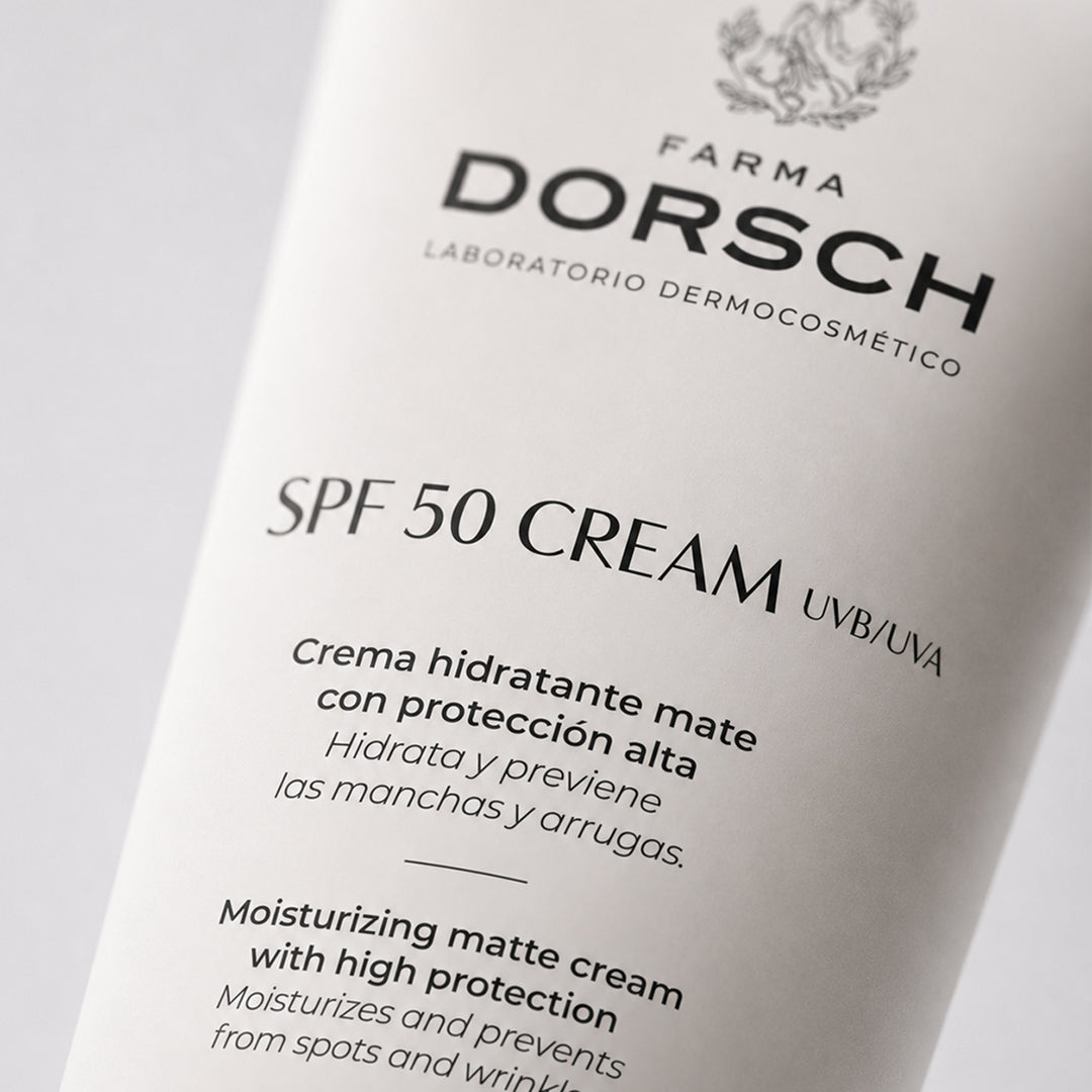 SPF50 de FARMA DORSCH, protector solar facial de alta protección para cuidar la piel frente al sol.