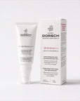 Envase de SPF50 de FARMA DORSCH, protector solar facial de alta protección para cuidar la piel frente al sol.