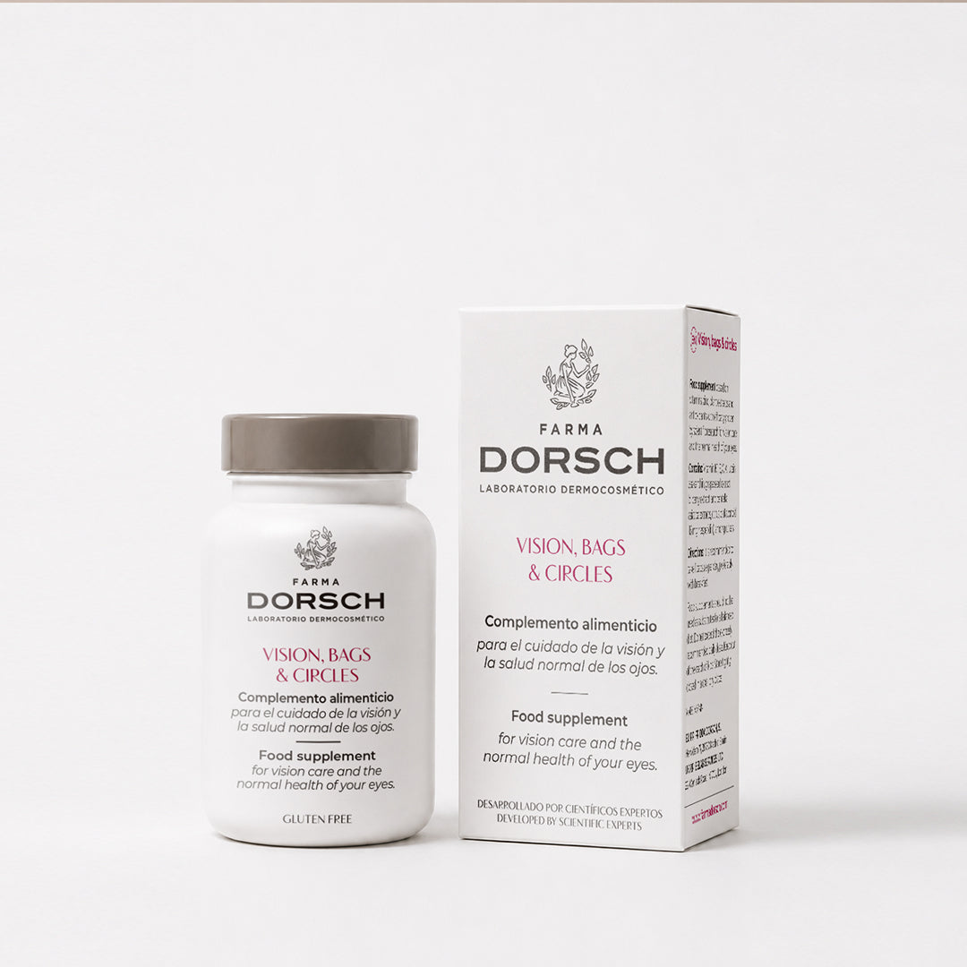 Envase con caja de VISION BAGS &amp; CIRCLES de FARMA DORSCH, complemento para vista, bolsas y ojeras. 
